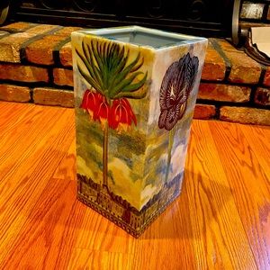 John Derian Tozai Home Large Floral Hand Painted Rare Vintage Vase